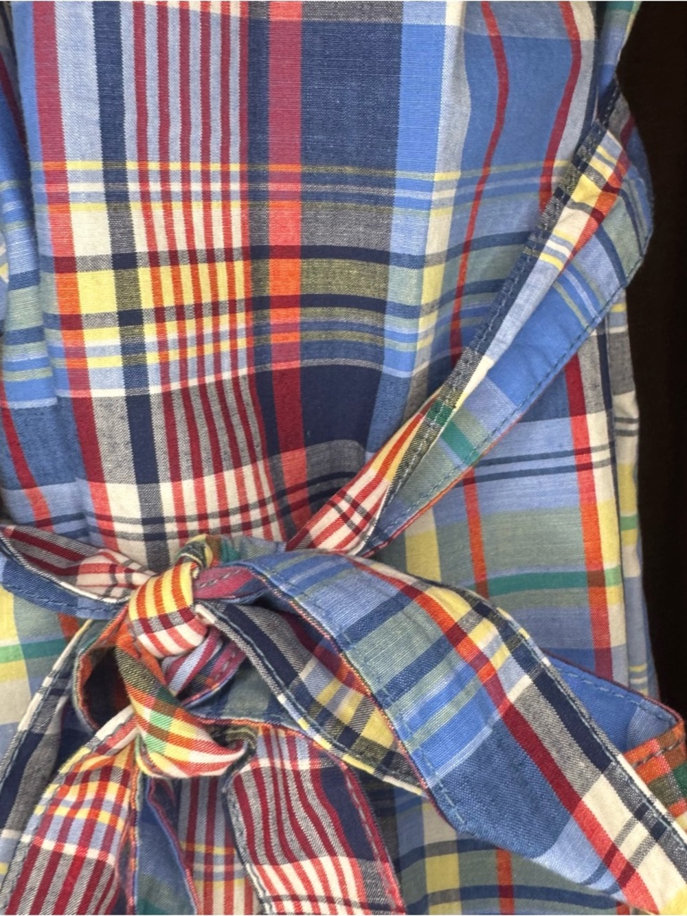 U.S. Polo Assn Plaid Shirt Dress M Blue Red Yellow Belted Button Front NWOT - Picture 7 of 12